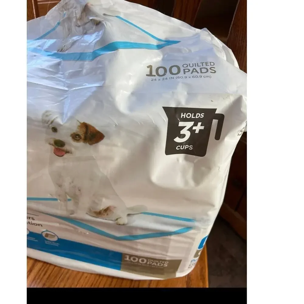 So phresh Potty Pads, holds 3 cups, 5 layer protection, 90+ pads in bag.